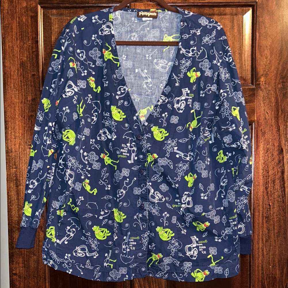 Blue and Green Kermit Muppets scrub Jacket